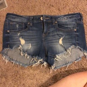 Express distressed jean shorts